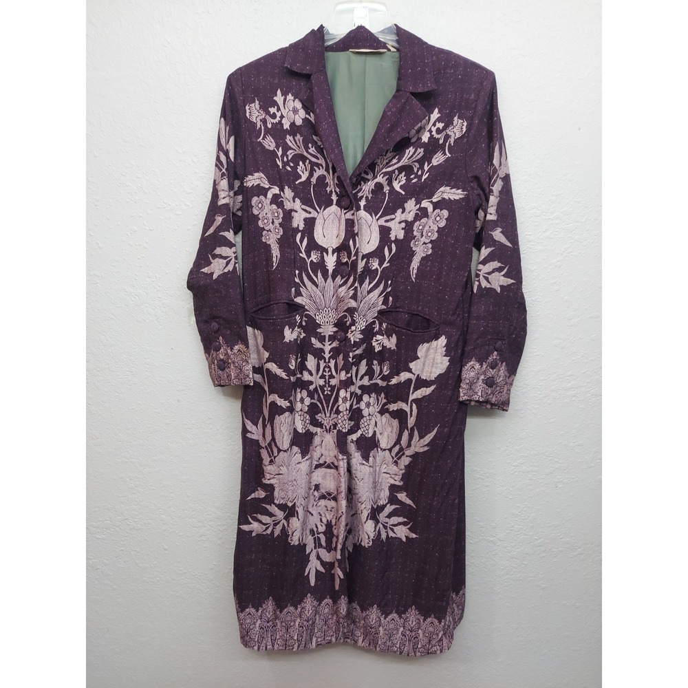 Soft Surroundings Maxi Cardigan Womens Medium Purple Floral Duster Blazer‎